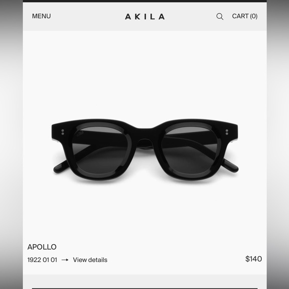 NIB Akila Apollo Black Sunglasses - Picture 1 of 8